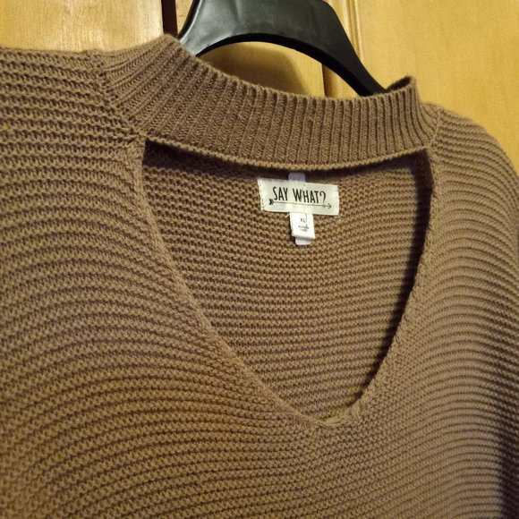 Mocha Brown Knit Extra Long Tunic Length Sweater Size XL (T-328) - Picture 5 of 7